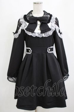 画像1: DearMyLove / 袖レース切替ヨークフリルワンピース M ブラック H-26-01-13-013-EL-OP-NS-ZH