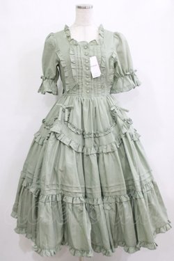 画像1: Chalmiere / フリルロングワンピース M グリーン H-26-01-13-018-PU-OP-NS-ZH