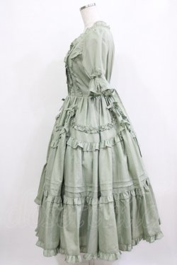画像2: Chalmiere / フリルロングワンピース M グリーン H-26-01-13-018-PU-OP-NS-ZH