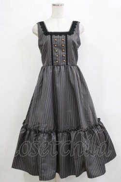 画像1: m petit by misako / TT*AOKストライプジャンパースカート M グレー H-26-01-13-020-LO-OP-NS-ZH