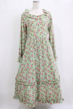 画像1: FLC / 星名桜子/2WAY花柄フリルワンピース M グリーン H-26-01-13-021-LO-OP-NS-ZH