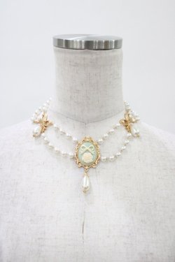 画像1: Chalmiere / カメオ風パールチョーカー  サックス H-26-01-14-1011-0-AC-NS-ZH