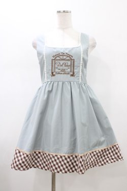 画像1: Amavel / 窓刺繍入り ギンガムチェック切替ジャンパースカート Free サックス H-26-01-14-1031-CA-OP-NS-ZH