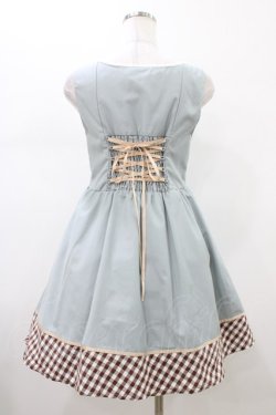 画像2: Amavel / 窓刺繍入り ギンガムチェック切替ジャンパースカート Free サックス H-26-01-14-1031-CA-OP-NS-ZH