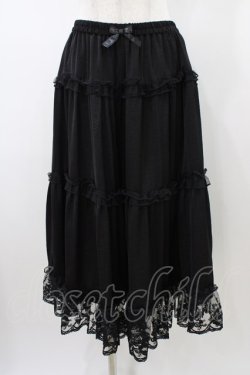 画像1: m petit by misako / サテンキリカエペチスカート L ブラック H-26-01-14-1036-LO-SK-NS-ZH