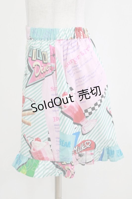 画像2: MILK / MILK Sweetsキュロット  ポップダイナー（サックスストライプ） H-26-01-14-048-ML-PA-KB-ZH (2)