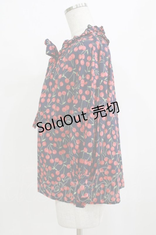 画像2: Jane Marple Dans Le Salon / Falling cherriesパフィーブラウス  navy H-26-01-14-061-JM-BL-KB-ZH (2)