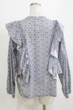 画像3: Jane Marple Dans Le Salon / Noon shoulder frill blouse  blue grey H-26-01-14-062-JM-BL-KB-ZH