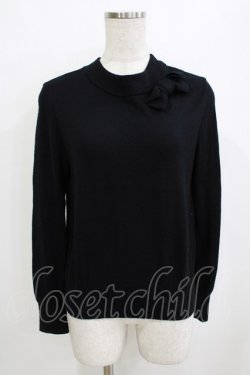 画像1: Jane Marple Dans Le Salon / リボン付きニット M ブラック H-26-01-14-064-JM-TO-KB-ZH