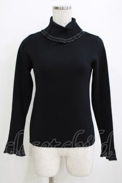 画像1: Jane Marple Dans Le Salon / コットンアシミアフリルトリミングのタートル  黒 H-26-01-14-067-JM-TO-KB-ZH