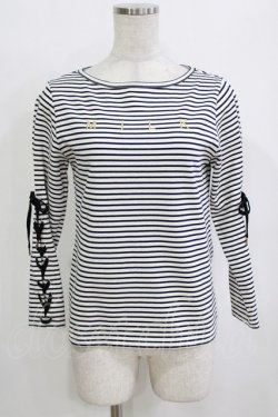 画像1: MILK / Lace upボーダートップス  オフ H-26-01-14-068-ML-TO-KB-ZH