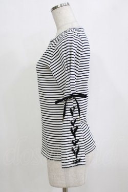 画像2: MILK / Lace upボーダートップス  オフ H-26-01-14-068-ML-TO-KB-ZH