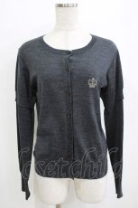 画像1: Jane Marple / クラウン刺繍のレイヤード風カーディガン  グレー H-26-01-14-070-JM-TO-KB-ZH (1)