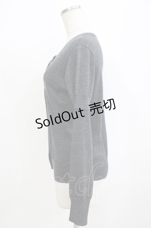 画像2: Jane Marple / クラウン刺繍のレイヤード風カーディガン  グレー H-26-01-14-070-JM-TO-KB-ZH (2)