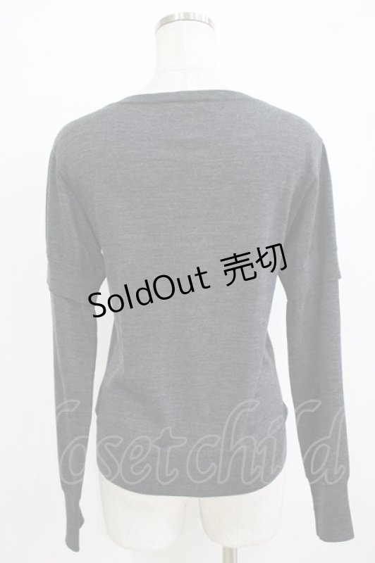 画像3: Jane Marple / クラウン刺繍のレイヤード風カーディガン  グレー H-26-01-14-070-JM-TO-KB-ZH (3)