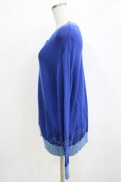 画像2: Jane Marple Dans Le Salon / コットンキュプラヤーンバイカラーカーディガン  ブルー H-26-01-14-071-JM-TO-KB-ZH