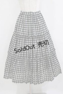 画像1: Jane Marple / シャーリングチェックティアードスカート  ブラック H-26-01-14-011-JM-SK-KB-ZH