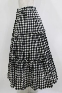 画像2: Jane Marple / シャーリングチェックティアードスカート  ブラック H-26-01-14-011-JM-SK-KB-ZH