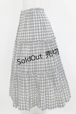 画像2: Jane Marple / シャーリングチェックティアードスカート  ブラック H-26-01-14-011-JM-SK-KB-ZH