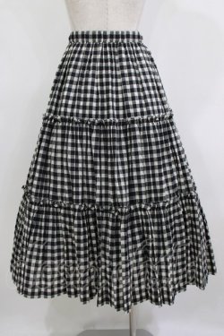 画像3: Jane Marple / シャーリングチェックティアードスカート  ブラック H-26-01-14-011-JM-SK-KB-ZH