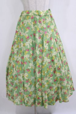 画像1: Jane Marple Dans Le Salon / Granny's ribbonのゴアードスカート  グリーン H-26-01-14-018-JM-SK-KB-ZH