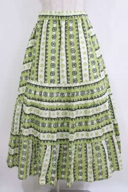 画像1: Jane Marple Dans Le Salon / Autumn gardenスウィッチングスカート M ピスタチオ×アイボリー H-26-01-14-022-JM-SK-KB-ZH