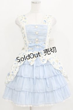 画像1: metamorphose / 花柄シフォンフリルジャンパースカート Free オフ/ブルー H-26-01-15-045-ME-OP-NS-ZH