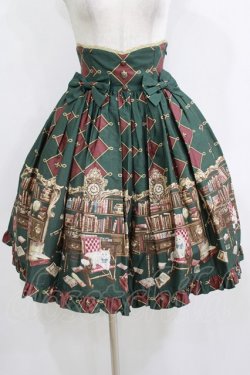 画像1: metamorphose / 主の書斎ハイウエストスカート Free グリーン H-26-01-15-050-ME-SK-NS-ZH