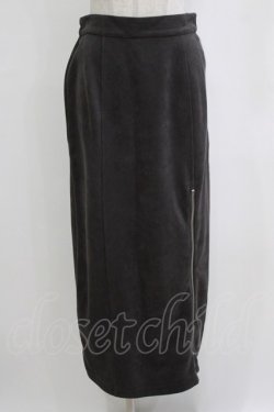 画像1: axes femme / カットスエードジップスカート Free チャコール H-26-01-15-071-AX-SK-NS-ZH