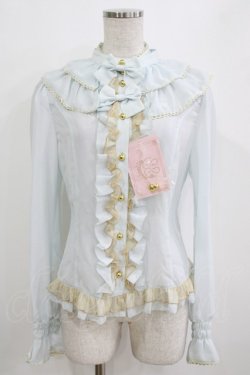 画像1: metamorphose / シフォンチュールブラウス Free サックス H-26-01-15-073-ME-BL-NS-ZH