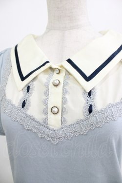 画像4: axes femme POETIQUE / 襟デザイン半袖カットソー M サックス H-26-01-15-075-AX-TO-NS-ZH