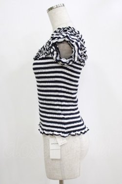 画像2: Secret Honey / シャーリングボーダートップス Free ネイビー H-26-01-15-076-CA-TO-NS-ZH