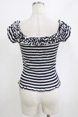 画像3: Secret Honey / シャーリングボーダートップス Free ネイビー H-26-01-15-076-CA-TO-NS-ZH