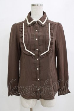 画像1: axes femme / バイカラーリボンブラウス M ブラウン H-26-01-15-086-AX-BL-NS-ZH