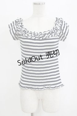 画像1: Secret Honey / シャーリングボーダートップス Free ネイビー H-26-01-15-092-CA-TO-NS-ZH