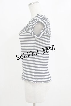 画像2: Secret Honey / シャーリングボーダートップス Free ネイビー H-26-01-15-092-CA-TO-NS-ZH