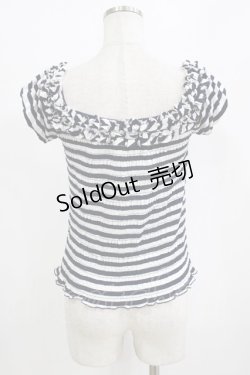 画像3: Secret Honey / シャーリングボーダートップス Free ネイビー H-26-01-15-092-CA-TO-NS-ZH