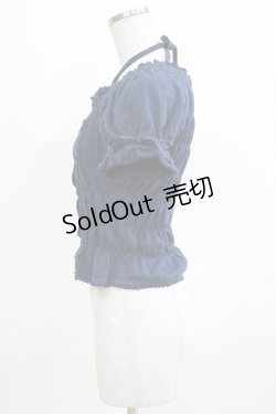 画像2: metamorphose / シャーリングフリルカットソー Free ネイビー H-26-01-16-048-ME-TO-NS-ZH