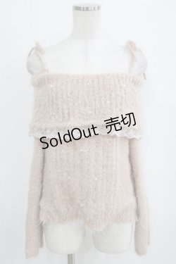 画像1: axes femme / オフショルダーフェザープルオーバー M ピンク H-26-01-16-051-AX-TO-NS-ZH