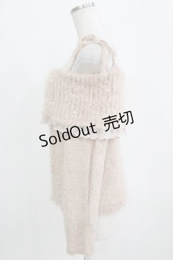 画像2: axes femme / オフショルダーフェザープルオーバー M ピンク H-26-01-16-051-AX-TO-NS-ZH