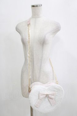 画像1: Ank Rouge / ファーツイードハートBAG  ピンク H-26-01-16-061-CA-BG-NS-ZH