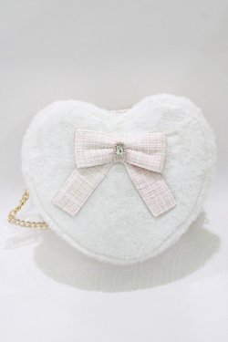 画像2: Ank Rouge / ファーツイードハートBAG  ピンク H-26-01-16-061-CA-BG-NS-ZH