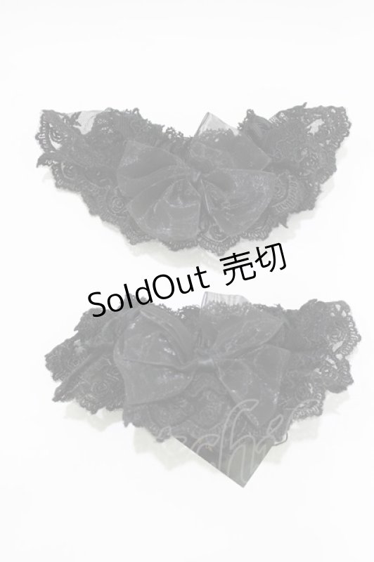 画像1: ATELIER PIERROT / オーガンジーリボンお袖とめ  ブラック H-26-01-16-066-EL-ZA-KB-ZH (1)