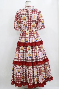 画像3: axes femme Kawaii / ベアズベーカリー柄ロングワンピース M ワイン H-26-01-16-009-AX-OP-YZ-ZH