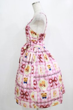 画像2: axes femme Kawaii / ベアズベーカリー柄ジャンスカ M ピンク H-26-01-16-002-AX-OP-YZ-ZH