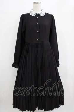 画像1: m petit by misako / AM*レースエリプリーツワンピース M ブラック H-26-01-16-015-LO-OP-NS-ZH