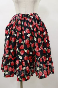 画像1: Physical Drop / イチゴ柄サーキュラースカート Free ブラック H-26-01-17-050-LO-SK-NS-ZH