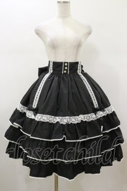 画像1: metamorphose / 【プラスサイズ】Dress up はしごレースハイウエストスカート プラスサイズ ブラック H-26-01-17-053-ME-SK-NS-ZH