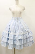 画像1: metamorphose / Dress up はしごレースハイウエストスカート サイズ1 サックス H-26-01-17-054-ME-SK-NS-ZH (1)