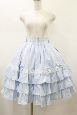 画像1: metamorphose / Dress up はしごレースハイウエストスカート サイズ1 サックス H-26-01-17-054-ME-SK-NS-ZH